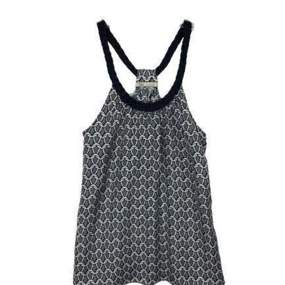 #3685-1 7 For All Mankind Silk Racerback Top Tank Braided Strap Knit Pattern - Picture 1 of 6